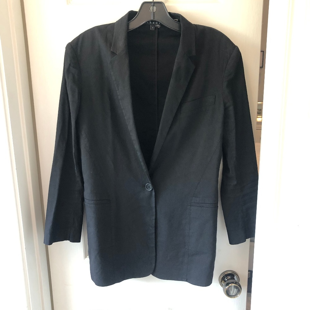 Theory Women's Black Linen Blazer